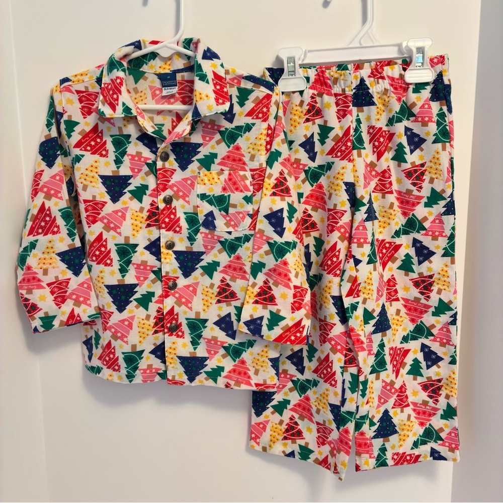 Old Navy Toddler Flannel Pajama Set Christmas Trees Multicolor Size 3T